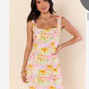 Pink Lily Vibrant Floral Midi Dress